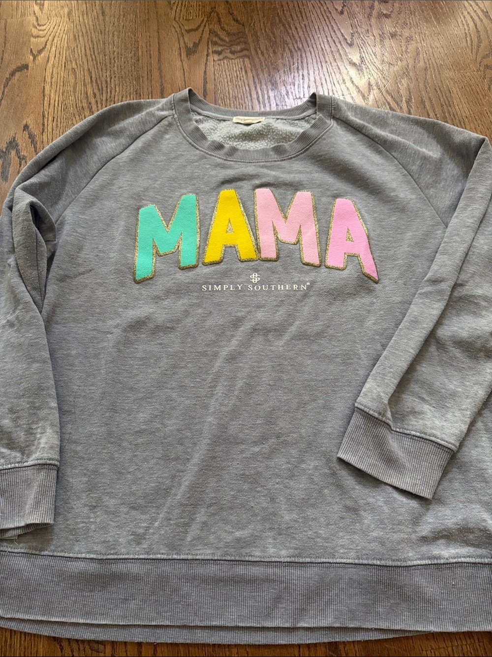 Simply Southern Gray "MAMA" Pullover Sweatshirt - Pastel Letters Sz medium